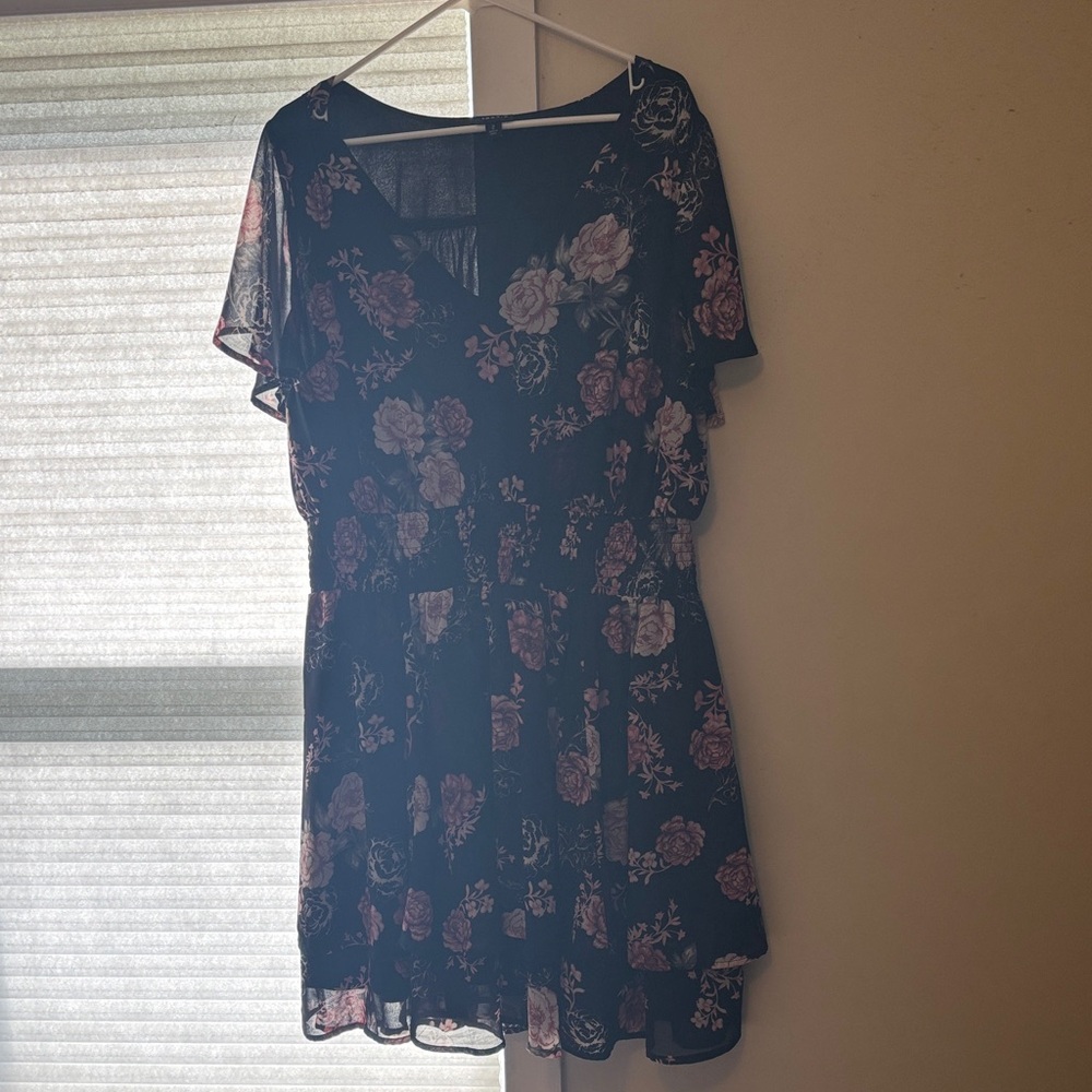 Torrid Black and Pink Floral Mini Dress